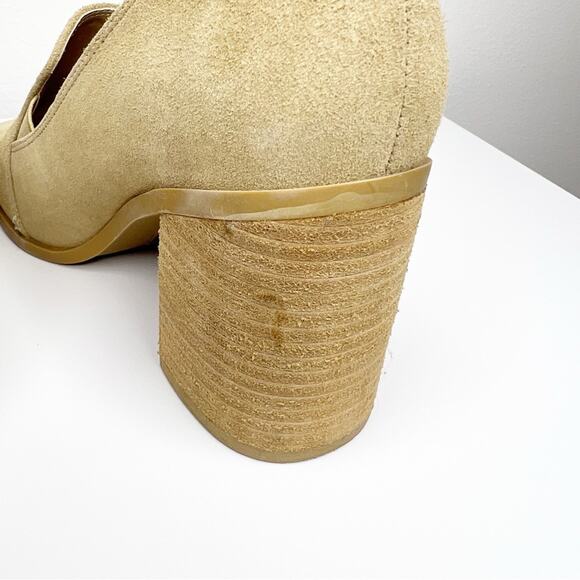 Joie Wevenly Suede Square Toe Heeled Loafers 8.5 Tan - Picture 6 of 9